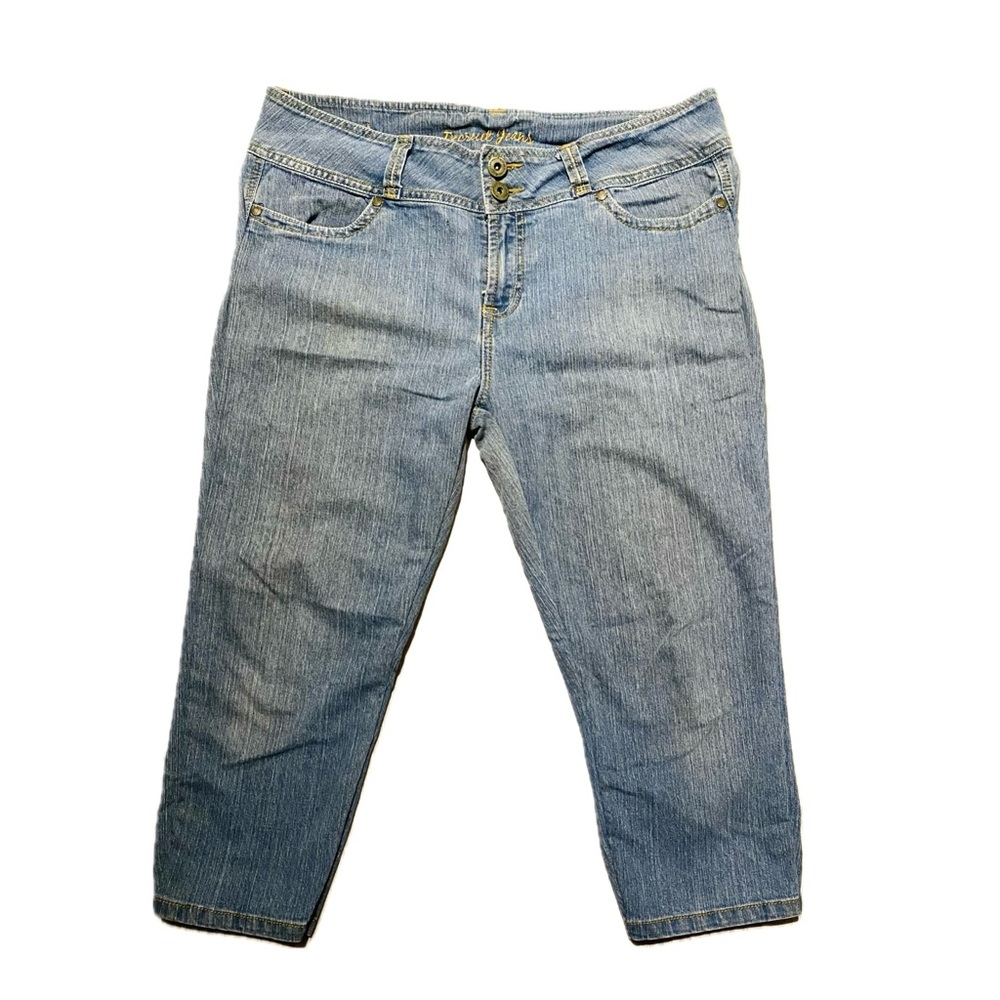 Recruit Jeans Women’s Mid Denim Button Fly Embroidered Light Wash Sz15 36x21